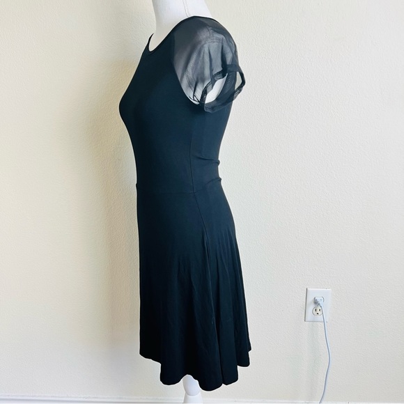 Forever 21 Black Mesh Sleeve Baseball Skater Mini Dress - Picture 2 of 4